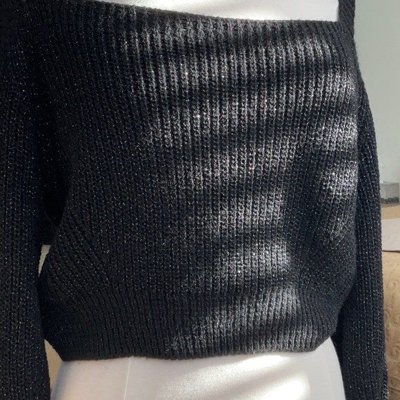 NWT Women's Rinascimento Knit / Square - Wide Neck Crop Top / Size S/M / Black - Picture 16 of 16